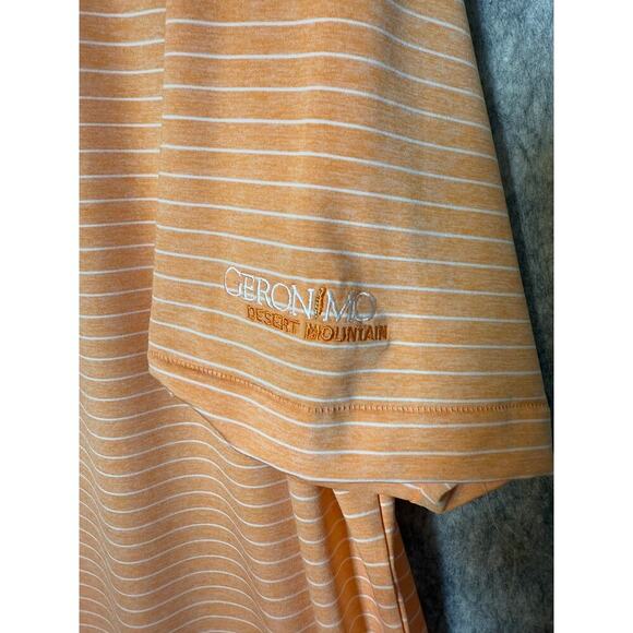 Peter Millar Summer Comfort XL Orange White Striped Performance Golf Polo - Picture 3 of 6